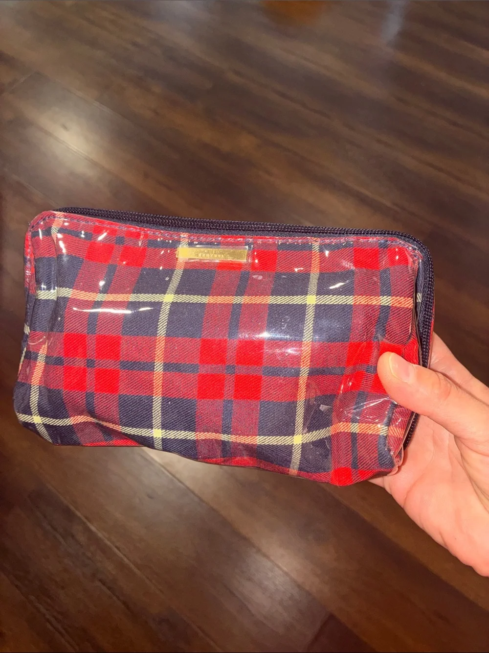 NEW KESTREL TARTAN HOLIDAY Plaid Zip Cosmetic MAKEUP Bag Red